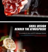 Botella de vidrio de alta calidad con forma de calavera de 750 ml, vaso de cerveza con cara de calavera de vino, vodka, whisky, tapa de café de madera - details 2