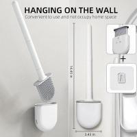 Reemplazo de escobilla de baño montada en la pared, cepillos de baño de silicona de mango largo, cerdas suaves de secado rápido, juego de baño para bidé - details 0