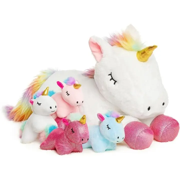 Juguetes de Unicornio para Niñas 5 Piezas Muñeca de Peluche Suave con 4 Bebés Regalo de Navidad Cumpleaños Valentín - 1