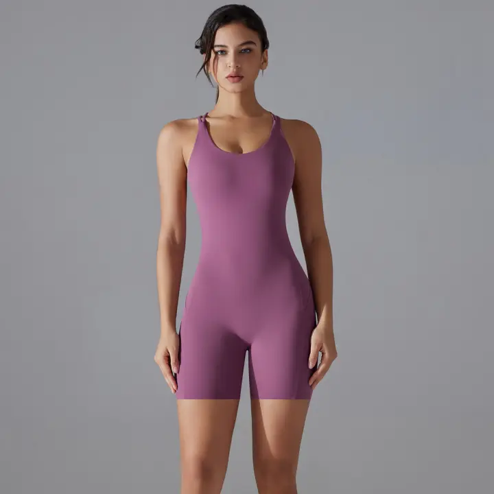 Hamidou-Conjunto de Yoga con espalda descubierta para mujer, Body de Fitness de alta elasticidad, ropa de gimnasio deportiva, Top corto de Fitness, Shockpro - 1