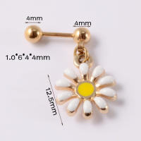 Pendientes de tuerca de acero inoxidable para el ombligo, con forma de girasol, flor de Margarita, pezón de goteo de aceite personalizado, novedad de 2023 - details 7