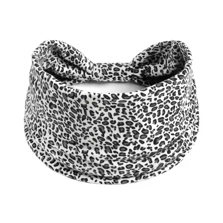 Diademas anchas para mujer, turbante anudado, diademas elásticas antideslizantes, envolturas para la cabeza bohemias, bufandas para el cabello de algodón para Yoga y entrenamiento de leopardo - 1