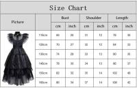 Disfraz de Addams para Niñas Vestido de Fiesta de Halloween con Peluca, Calcetines, Cinturones - details 0