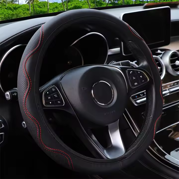 Protector para volante de coche sin anillo interior, ondulación en relieve, Universal, Circular, tipo D, para todas las estaciones, 1 ud. - 1