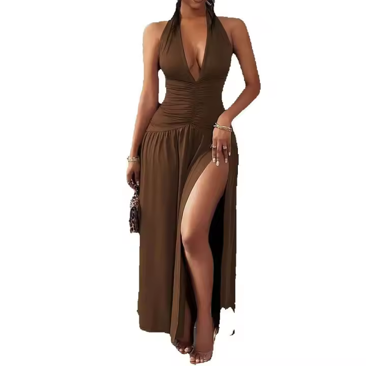 Vestido de mujer con calzoncillos cuello v cintura baja y falda larga - 1