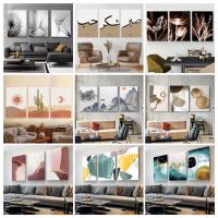 Cuadro de Paisaje Natural 3PCS en Lienzo con Marco Floral Abstracto Hojas Póster Nórdico para Sala de Estar Decoración del Hogar Imagen de Pared Estilo Luz y Decoración - details 1