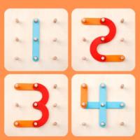 Wooden Letter Number Construction Puzzle Educational Stacking Blocks Toy Set Shape Color Sorter