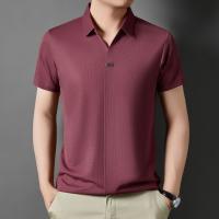 Novedad de verano, polo con cuello de tijera para hombre, camiseta informal transpirable de seda helada de alta gama, tendencia de manga corta - details 2