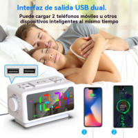 Reloj Despertador RGB de Gran Pantalla Calendario Perpetuo, Radio FM, Función Snooze, Ajuste Automático de Brillo, Carga USB - details 4