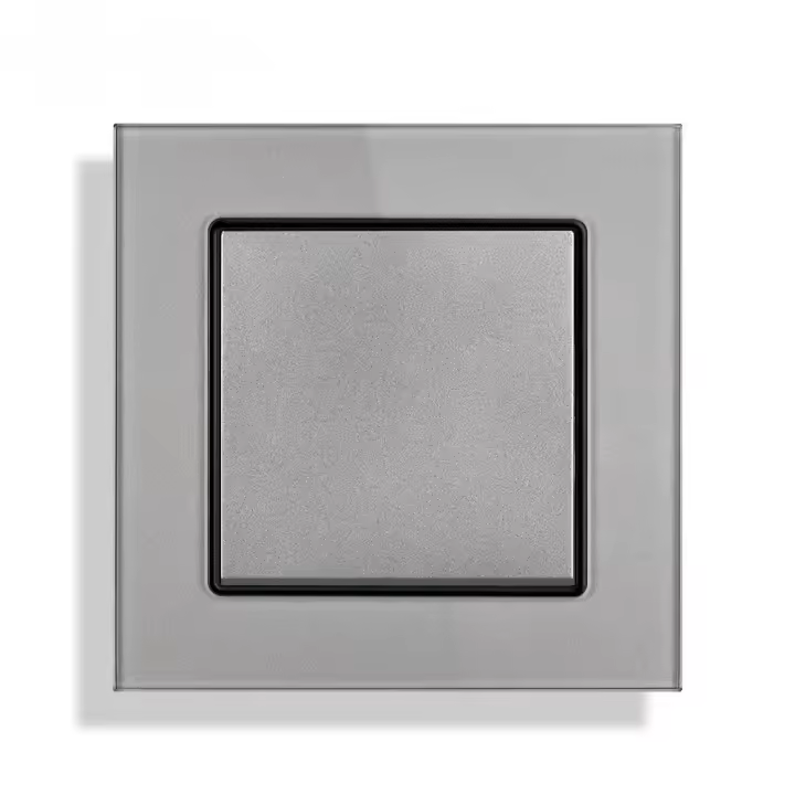 Interruptor de pared estándar europeo, panel de vidrio templado, 82mm x 82mm - 1