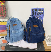 Nueva moda simple tendencia mochila de gran capacidad bolsa de mezclilla duradera universidad escuela secundaria junior escuela secundaria bolsa de estudiante - details 34
