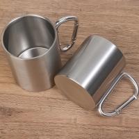 Taza de acero inoxidable de 220/300ml, gancho de mosquetón, mango portátil para caminata, taza para acampar, viaje, multifuncional, para acampar al aire libre, 1 Uds. - details 10