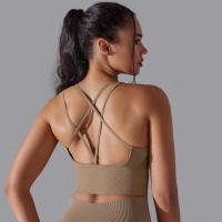 Sujetador de yoga sin costuras para mujer, sujetador deportivo cruzado de alto impacto, a prueba de golpes, top corto, transpirable, antisudor - details 20