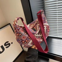 Bolso de hombro de lona de viento étnico para mujer, bolso de mensajero pequeño, bolsos de mano simples con cremallera, bolso de playa informal, nueva tendencia, 2024 - details 9