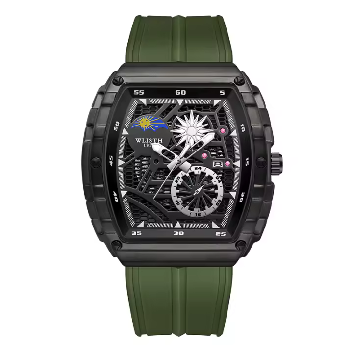 Reloj Skeleton Sport Luxury para hombre: resistente al agua, luminoso, duradero, con correa de caucho, diseño elegante - 1