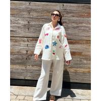 Nuevo conjunto bordado de manga larga, elegante conjunto de camisa de dos piezas con botones y cómodo. - details 1