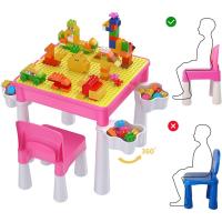Infantil, Mesa de Actividades Construccion y Silla con 128 Piezas Juguetes de Creativos Grandes Clásicos para Niñas, Rosa - details 4