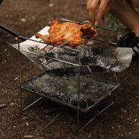 Estufa de cocina plegable portátil para exteriores, de madera para acampar, a prueba de viento, parrilla para barbacoa de montaña y mochilero - details 0