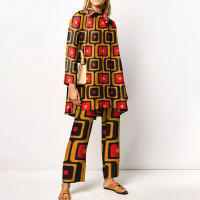 Conjunto de 2 piezas con estampado de Pamas para mujer, ropa de dormir holgada, pantalones de manga larga, ropa de calle, traje elegante, Vintage, otoño - details 12