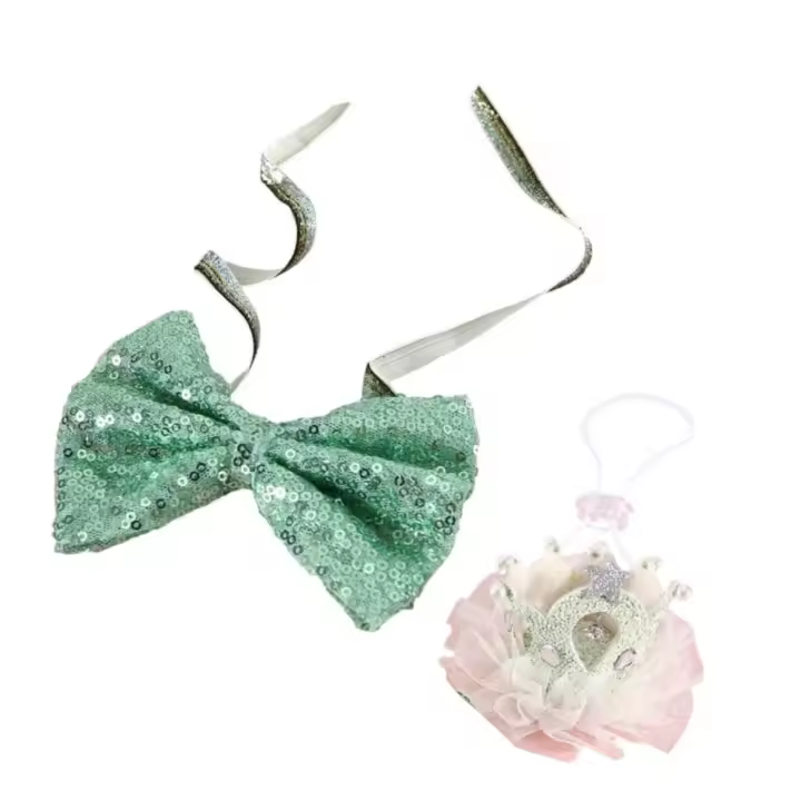 2 unids/set creativo mascota pajarita de lentejuelas Blingbling ajustable mascota corona Collar elegante Bowknot Anti-asfixia sombreros de gato - 1