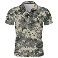 Polo con estampado de camuflaje para hombre, ropa de calle con botones, top informal con solapa, novedad de verano - details 2