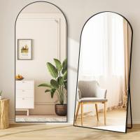 Cuerpo Entero Curvado, Espejos Grandes de Pared con Marco de Aluminio 161 x 52 cm, Espejo de Pie Inclinado o Colgante para Salón, Dormitorio, Entrada, Negro - details 42