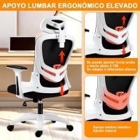 Silla de Oficina Ergonómica con Soporte Lumbar, Función Basculante, Reposacabezas Ajustable, Reposabrazos y Altura Ajustables, Asiento de Malla Transpirable, Silla Giratoria para Ordenador - details 17