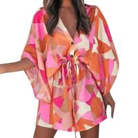 Vestido de manga corta con nudo en el cuello para mujer, vestidos de vacaciones estilo playa de verano por encima de la rodilla - details 4