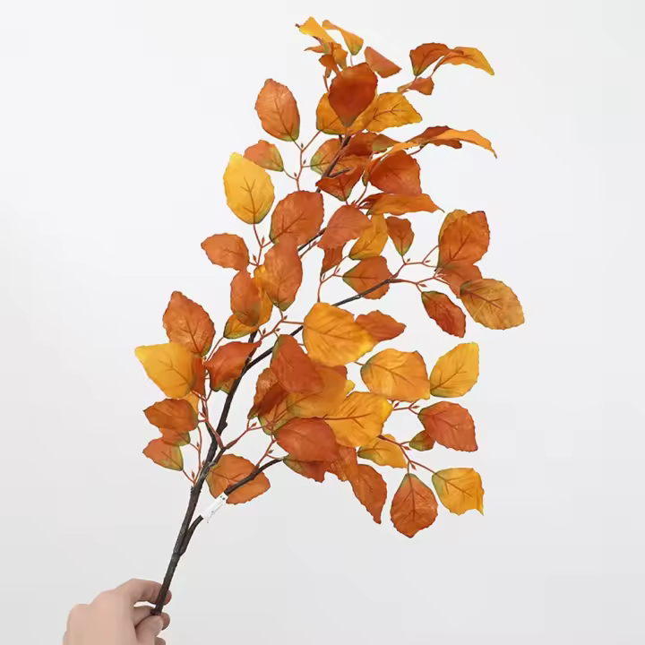 Rama de haya larga Artificial de 98cm, flor de lujo, hoja de haya de seda de imitación, plantas verdes realistas, hojas para suelo interior - 1