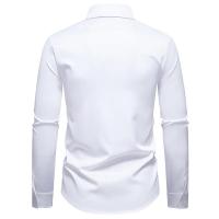 Camisa à manches longues brodée de fleurs exquises pour hommes, chemises de bureau monocromos décontractées, chemise de boîte de noche de fiesta masculino, mode printanière - details 3