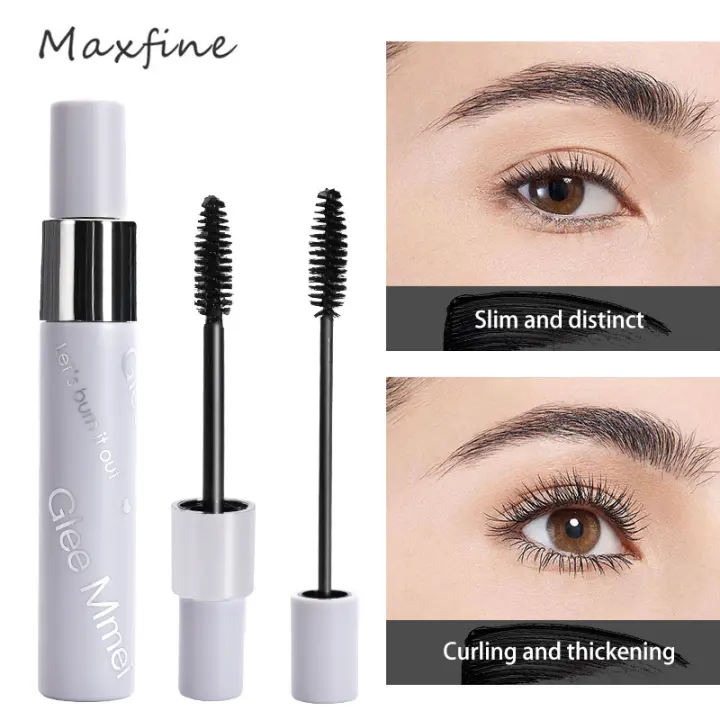 Maquillaje Maxfine Double Mascara impermeable sin manchas delgado largo grueso y rizado - 1