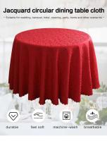 Mantel circular de alta calidad de 300 cm, jacquard blanco para eventos de bodas, banquetes, fundas de hotel y decoraciones de mesa. - details 0