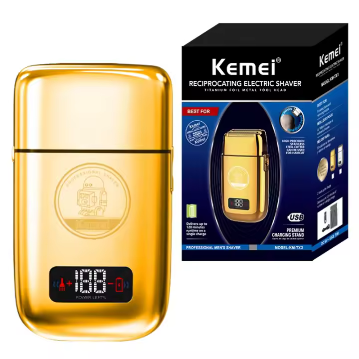 Kemei full metal adjust 5 speed barber hair electric shaver for men rechargeable beard electric razor bald head shaving machine - 1