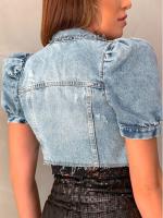 Chaquetas cortas con agujeros cortados por el viento, mangas de burbuja, chaquetas vaqueras pequeñas, tops - details 2