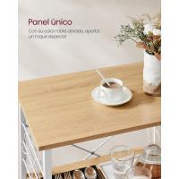 Estantería de Cocina con Ruedas, Carrito de Servicio de 3 Niveles, Estantería para Microondas, Horno, Tostadora, Marco de Metal con 6 Ganchos, Marrón Rústico y Negro - details 21