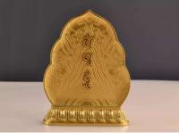 Estilo tibetano de cobre puro que ofrece el antiguo Dios de la riqueza de cinco caminos dorado, adorno de taza de plato de agua - details 11