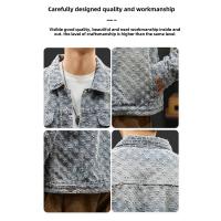 Chaqueta vaquera holgada informal de estilo americano para parejas, prendas de vestir exteriores con diseño de estampado Vintage a juego, colección de moda de otoño para hombres - details 3