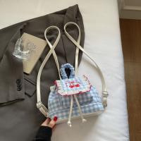 Mochila multifuncional de estilo coreano con encaje a cuadros, mochila de viaje con cerezas, bolso para libros, bolso de hombro con lazo de gran capacidad para verano - details 24