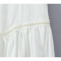 Nueva ropa de mujer europeo y americano diseño francés lado dividido delgado perla decorativa vestido largo - details 14