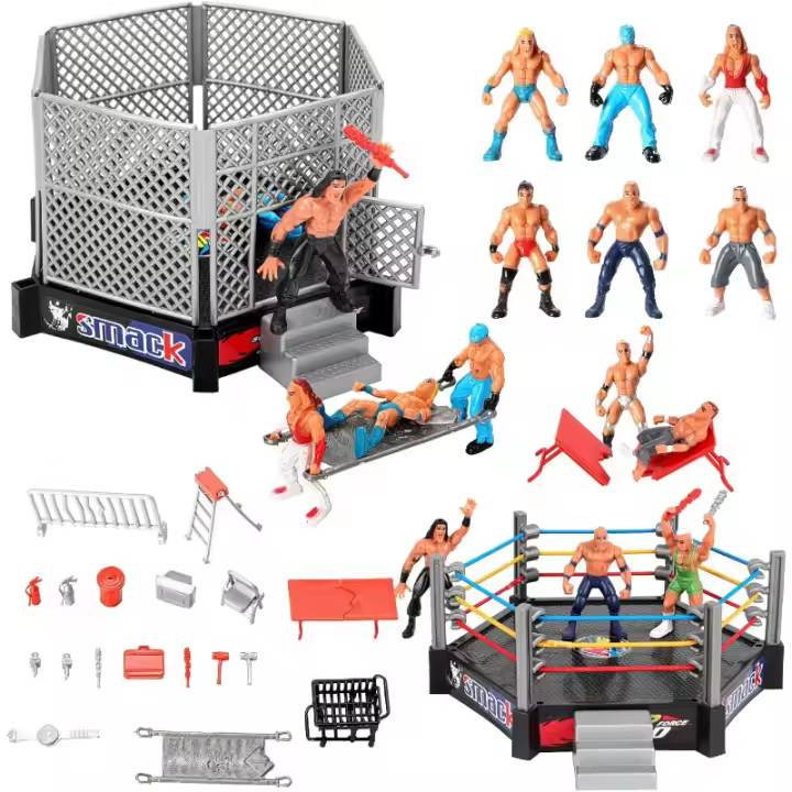 Juguetes de lucha libre para niños, 12 figuras de acción de lucha libre, 2 anillos de lucha, muchos accesorios realistas, regalos de personajes de juguete, pasteles geniales, 32 piezas - 1