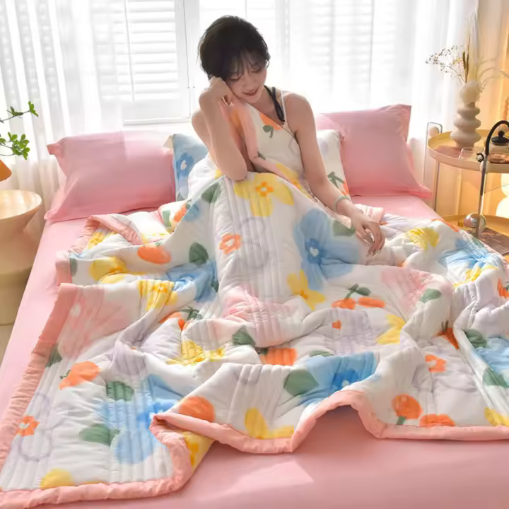 Manta fresca y transpirable para cama, edredón de satén de hielo, suave y fresco, de lujo, de alta calidad - 1