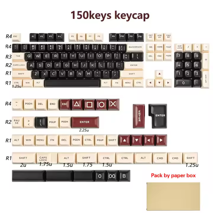 Teclas PBT de 149 teclas CSA, teclas en inglés de doble disparo, color negro y rosa, personalizadas para Teclado mecánico de juegos - 1
