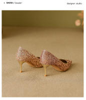 Zapatos de novia de mujer, nuevos tacones altos nupciales chinos de alta gama, no se cansan de tostar cristal, solo zapatos. - details 22