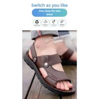 Sandalias de cuero suave de verano para hombre, sandalias antideslizantes informales con punta abierta para exteriores, sandalias deportivas cómodas para playa - details 7
