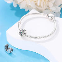 Encanto de Hebilla de Seguridad en Color Plata Esterlina S925 100% Real para Mujeres Joyería Fina de Cumpleaños Ajuste a Pulsera Original de 3mm Material Natalicio: Piedra ZIRCON - details 3