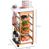 Carrito de Cocina con Ruedas Multiusos con Cajón y 4 Cestas Extraíbles Metal Blanco - details 15