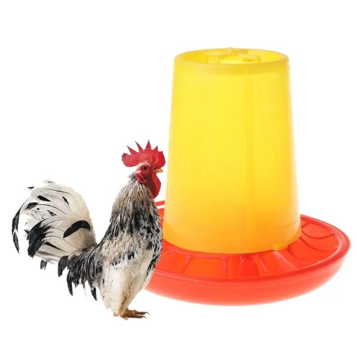Cubo de alimentación de entrada en forma de V para aves de corral, práctico alimentador de aves para exteriores, bebedero de plástico, dispensador de semillas y agua - 1