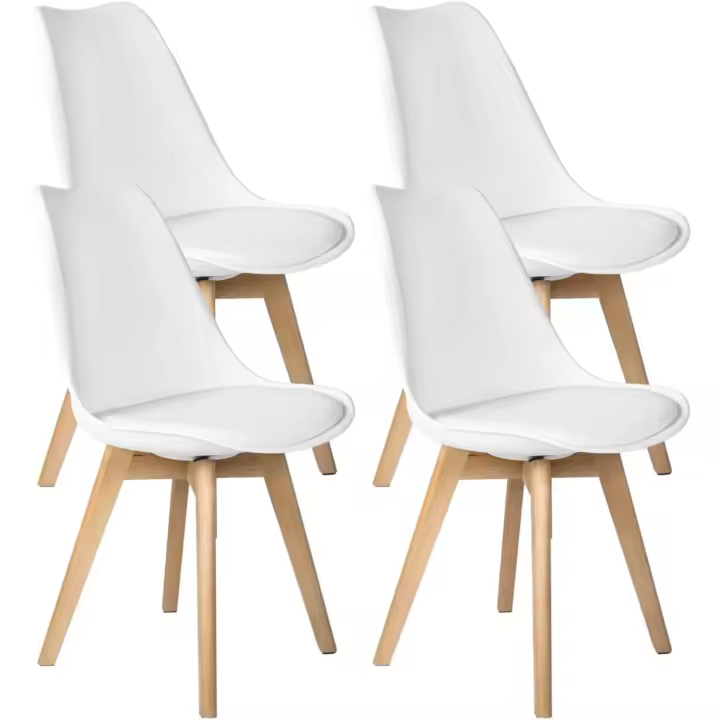 Comedor Nórdico, Sillas de Cocina Nórdicas con Patas de Madera Maciza de Haya y Asiento Acolchado y Tapizado, Respaldo Ergonómico - 1