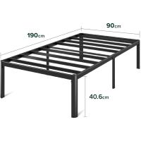 90x190 cm - Altura 41 cm con almacenamiento debajo de la cama - Estructura de cama de plataforma de metal - Negro - details 1