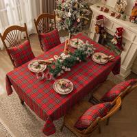Mantel Elegante de Cuadros Vintage Rojo Verde para Navidad Cubierta de Mesa de Comedor para Hogar y Decoración - details 7